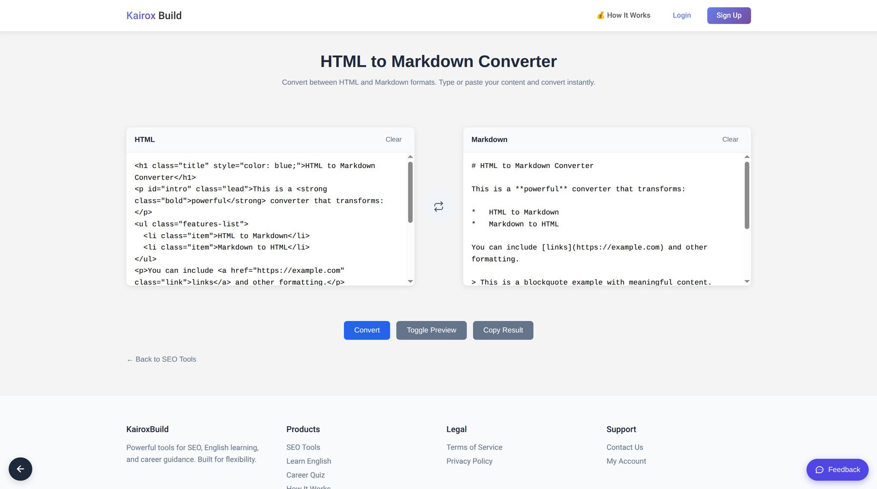 HTML to Markdown Converter Demo